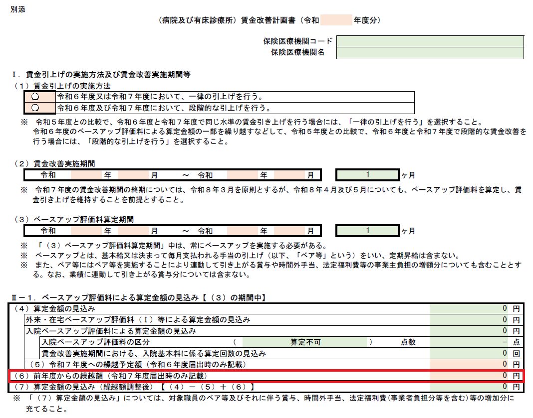 ベースアップ評価料賃金改善計画書