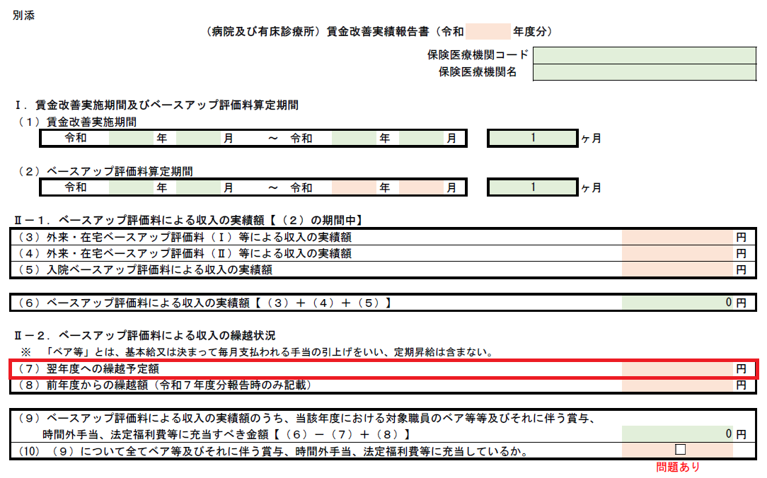 ベースアップ評価料賃金改善実績報告書